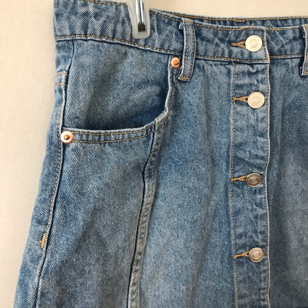 IJOAH Denim Button Front Cut Off Mini Skirt - Picture 4 of 5
